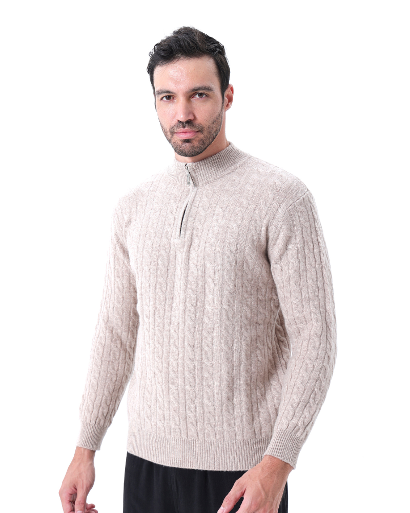 Polo de Cashmere 100% Tejido con Media Cremallera