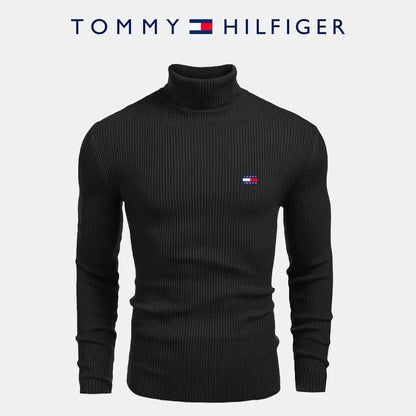 Slim Fit Ribbed Turtleneck Sweater - Premium Cotton Blend