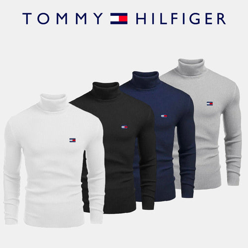 Slim Fit Ribbed Turtleneck Sweater - Premium Cotton Blend