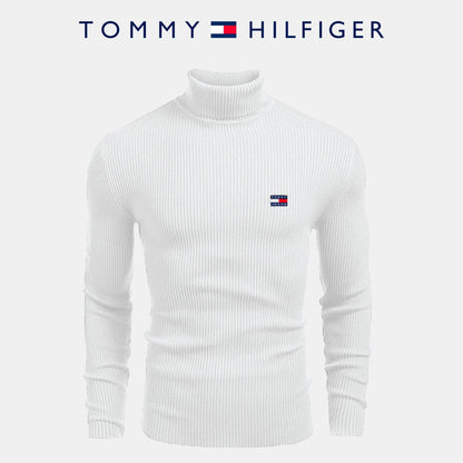 Slim Fit Ribbed Turtleneck Sweater - Premium Cotton Blend